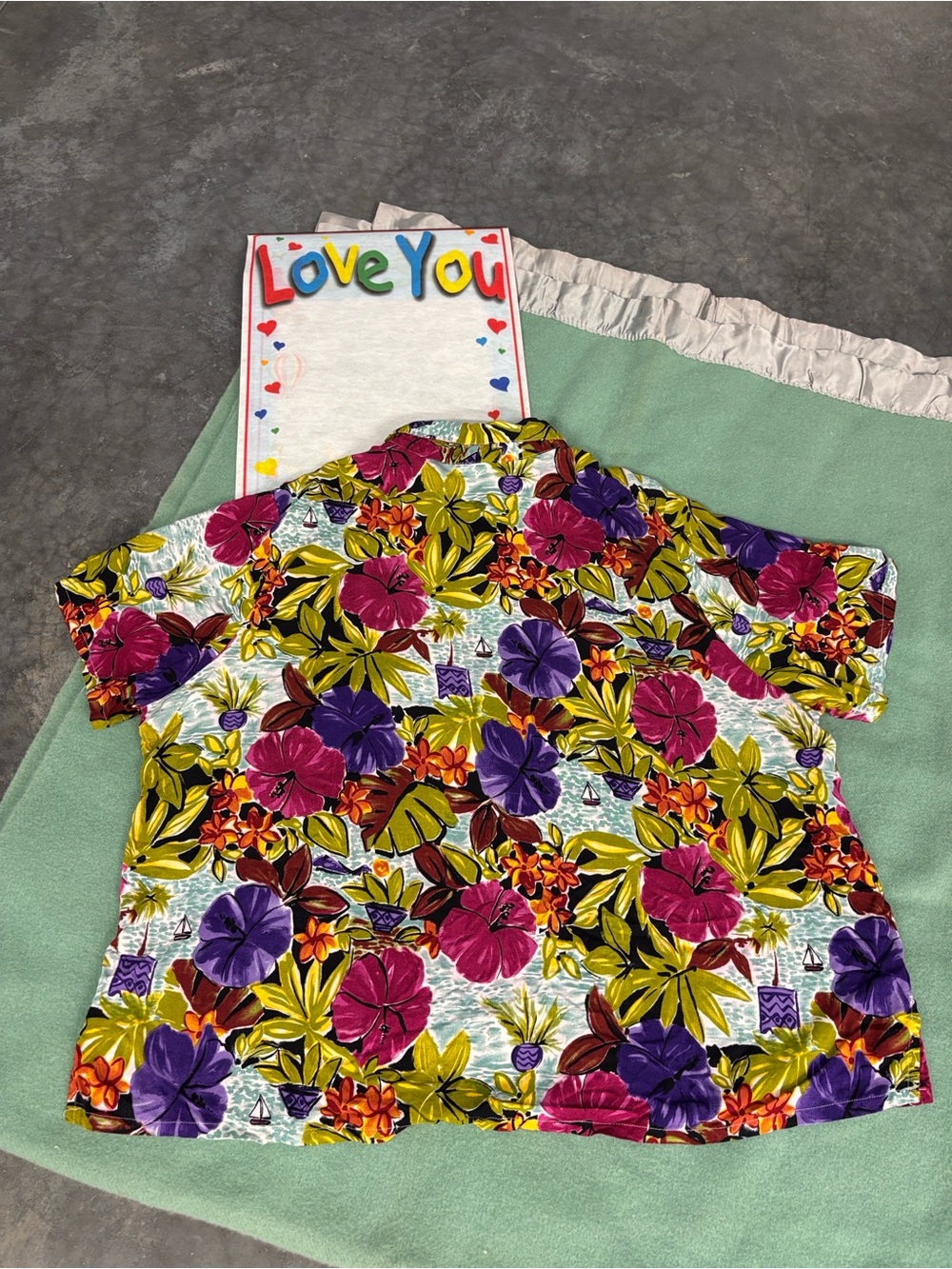 Liz & Me Floral Hawaiian Button-Up Shirt - Multicolor Bold Vibrant Tropical 3X - Picture 14 of 16